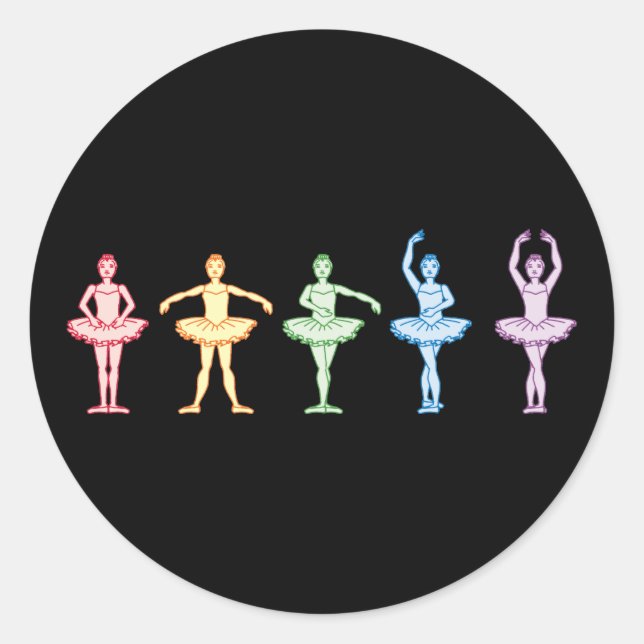 Rainbow Ballerinas Classic Round Sticker (Front)