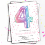 Rainbow Balloon 4th Birthday Girl Party Number Invitation<br><div class="desc">Rainbow Balloon 4th Birthday Girl Party Number Invitation

Customise this invitation with the text using the Edit button to personalise your invitations.</div>