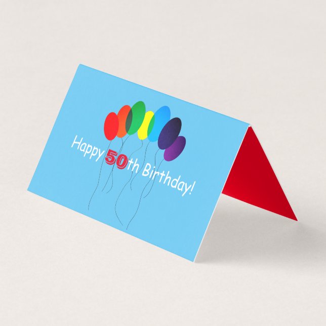 Rainbow Balloon birthday card (Front)
