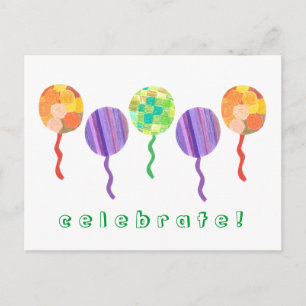 Rainbow balloon birthday party invitation