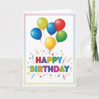 Rainbow Balloon Celebration – Happy Birthday Card