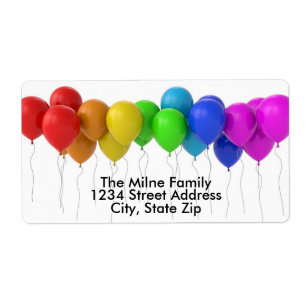 Rainbow Balloons Address Label