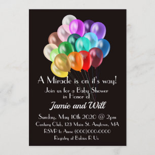 Rainbow Balloons Baby Shower Invitation