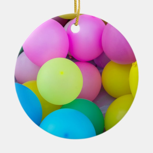 Rainbow Balloons Ceramic Ornament (Front)