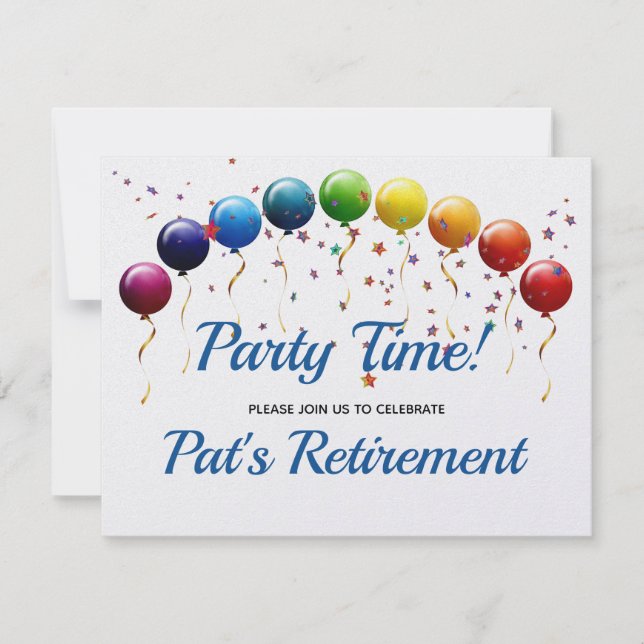 Rainbow Balloons Party Celebration Invitation (Front)