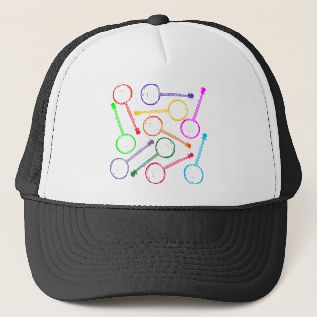 rainbow banjo trucker hat (Front)
