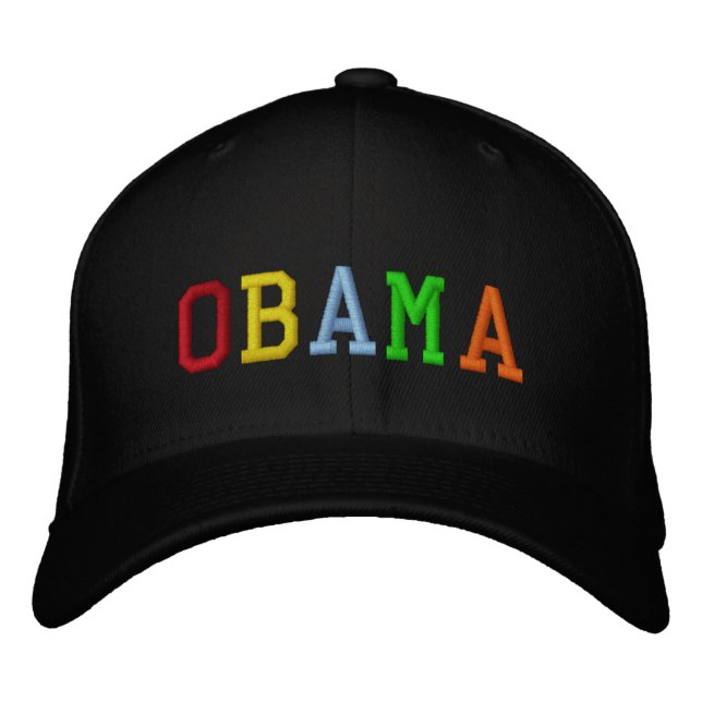 Rainbow Barack Obama Embroidered Hat (Front)