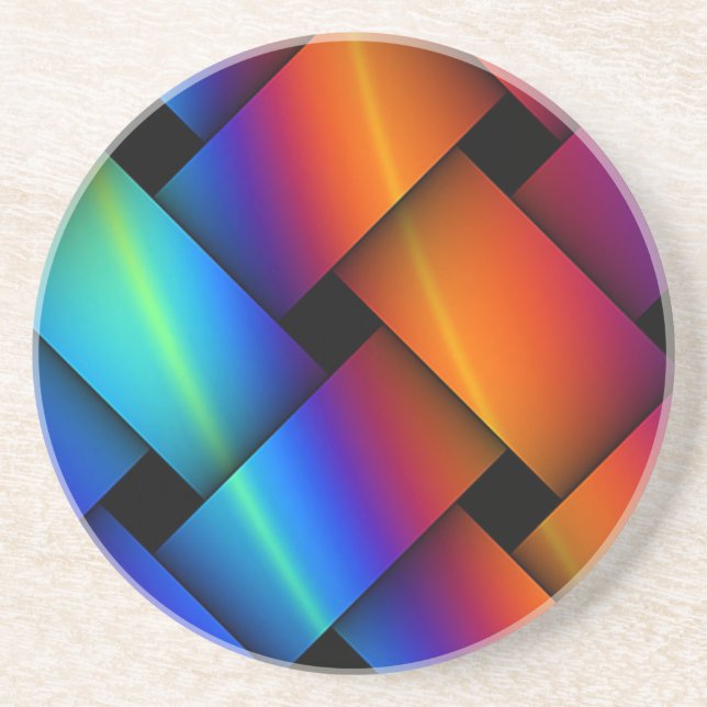 Rainbow Basket Weave Coaster (Front)
