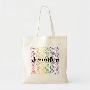 Rainbow Basketball with Name  Tote Bag