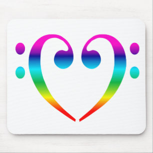 Rainbow Bass Clef Heart Mouse Pad