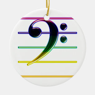 Rainbow Bass Clef Music Note Ceramic Tree Decoration