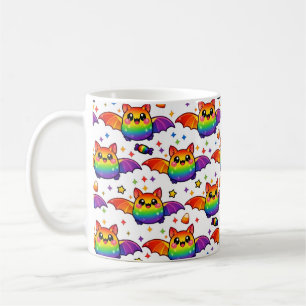 🦇🌈 Rainbow Bat Starburst Crew Socks Coffee Mug