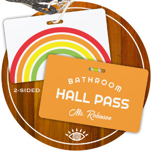 rainbow bathroom pass for school classroom ID badge
