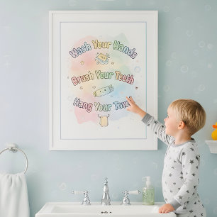 Rainbow Bathroom Rules Kids Bathroom Wall Art