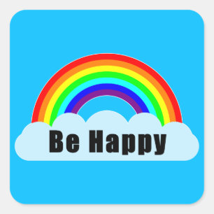 RAINBOW - Be Happy Square Sticker