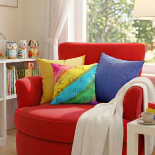 Rainbow BE Kind BE Yourself Inspirational Saying Cushion