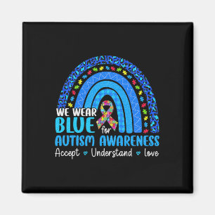 Rainbow Be Kind Trendy Tee We Wear Blue For Autism Magnet