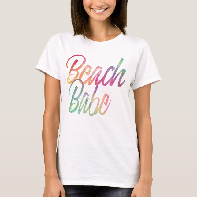 RAINBOW BEACH BABE SUMMER SCRIPT T-Shirt (Front)