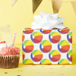Rainbow Beach Ball Summer Fun Beachball Seashore Wrapping Paper
