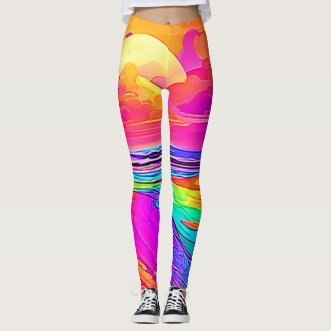 Rainbow Beach: Cartoon Fun Leggings (Front)