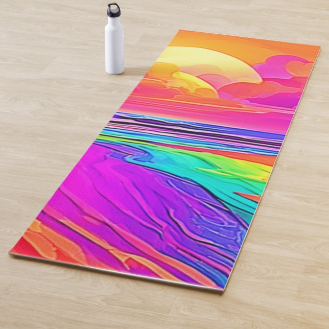 Rainbow Beach: Cartoon Fun Yoga Mat (In Situ)