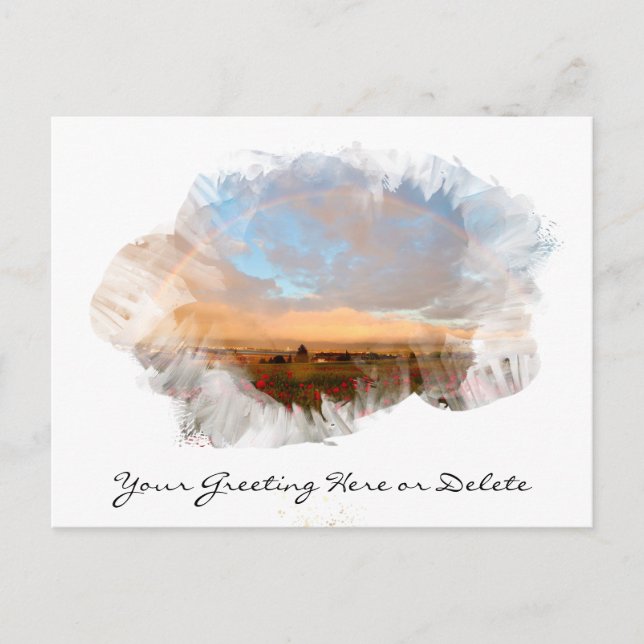 *~* Rainbow Beach Waves Ocean Artsy Floral AR11  Postcard (Front)