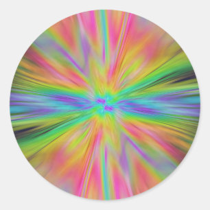 Rainbow Beams Bulge Zoom Classic Round Sticker