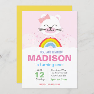 Rainbow Bear Birthday Invitation