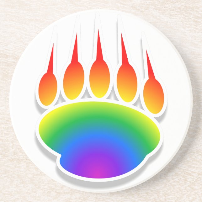 Rainbow Bear Paw Print Coaster (Front)
