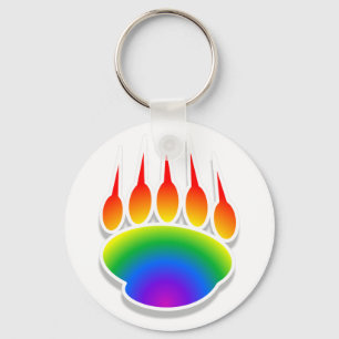 Rainbow Bear Paw Print Key Ring