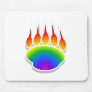 Rainbow Bear Paw Print Mouse Pad