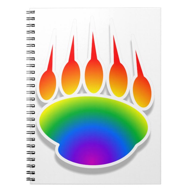 Rainbow Bear Paw Print Notebook (Front)