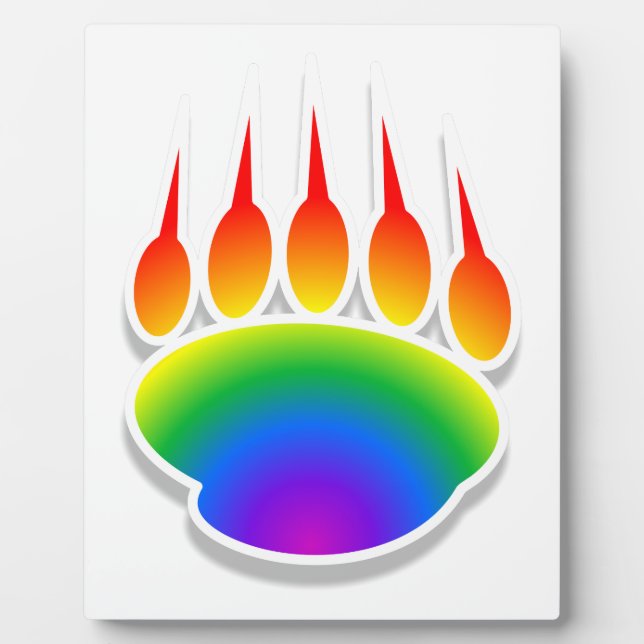 Rainbow Bear Paw Print Plaque (Front)