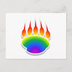 Rainbow Bear Paw Print Postcard