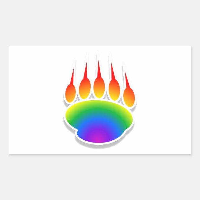 Rainbow Bear Paw Print Rectangular Sticker (Front)