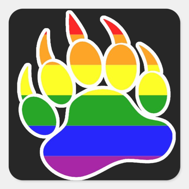 Rainbow Bear Paw Square - Sticker (Front)