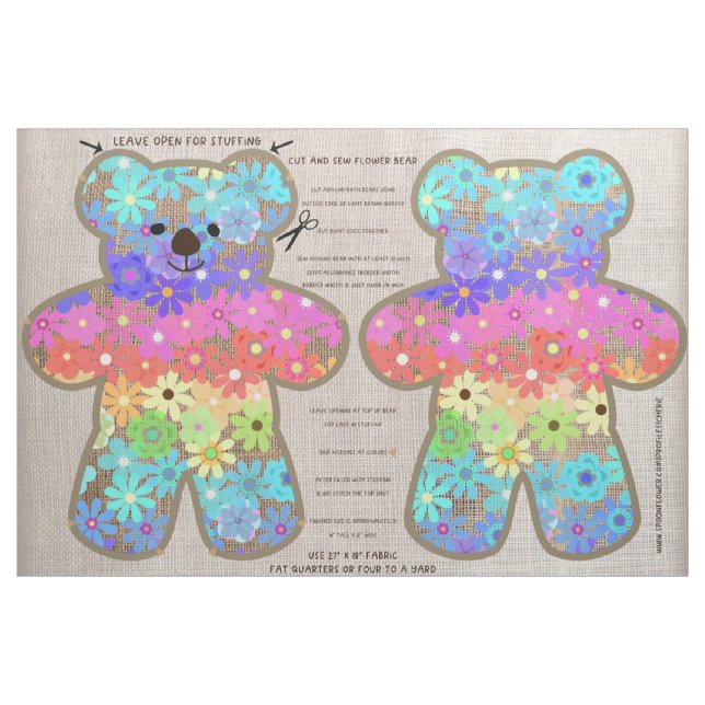 Rainbow Bear Soft Toy Cut and Sew Kit Fabric (Fat Quarter)