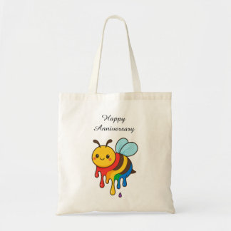 Rainbow Bee-Butterfly - Happy Anniversary Tote Bag