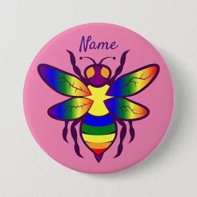 Rainbow Bee Thunder_Cove 7.5 Cm Round Badge (Front)