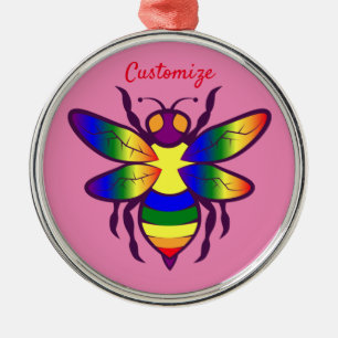 Rainbow Bee Thunder_Cove Metal Ornament