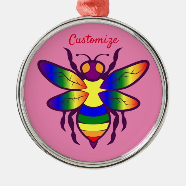 Rainbow Bee Thunder_Cove  Metal Ornament (Front)