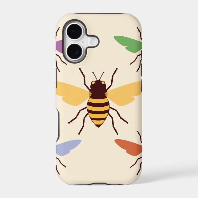 Rainbow bees bumblebees vintage insect pattern (Back)
