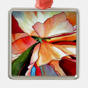Rainbow Begonia flower watercolour original art Metal Ornament