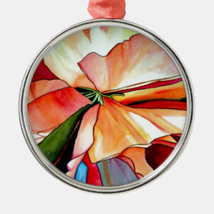 Rainbow Begonia flower watercolour original art Metal Tree Decoration