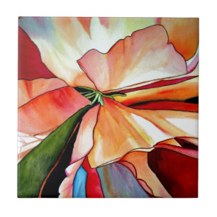 Rainbow Begonia flower watercolour original art Tile