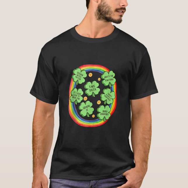 Rainbow Behaviour Analyst ABA Shamrock St Patrick  T-Shirt (Front)