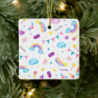 Rainbow - Believe in Magic Ceramic Ornament