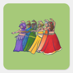 Rainbow Belly Dancer Art Belly Dance  Square Sticker