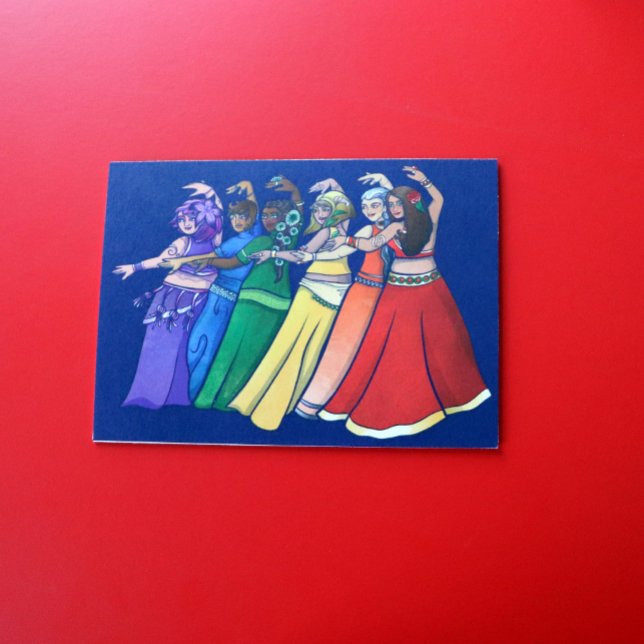 Rainbow Belly Dancer Art Belly Dance Troupe Card (Creator Uploaded)