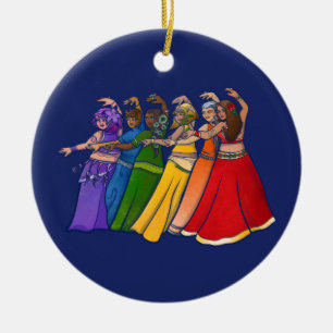 Rainbow Belly Dancer Art Belly Dance Troupe Ceramic Ornament